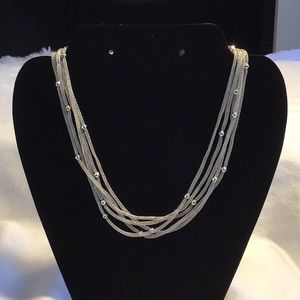 Sterling Silver Five-Strand Beaded Mesh Necklace